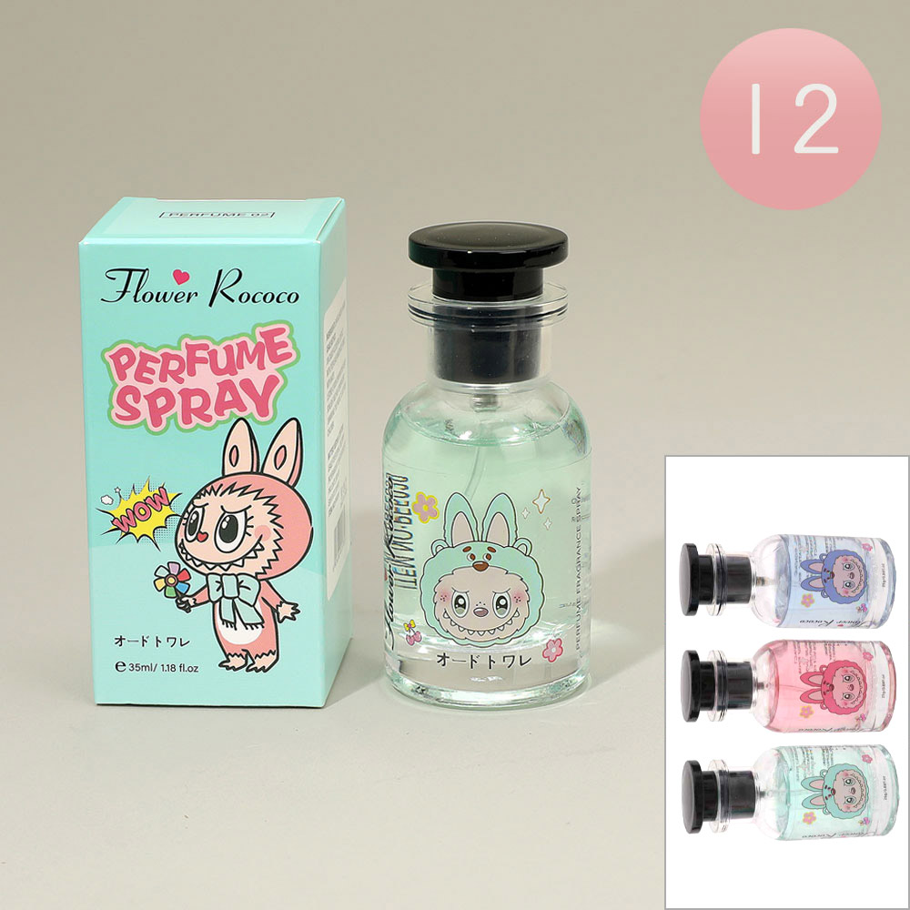 12PCS - Labubu Monster Bunny Character Printed Perfume Spray for wholesale by Sensibling Corp.