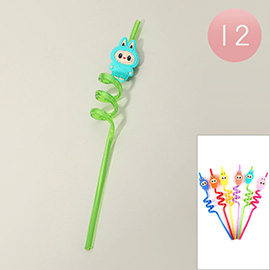 12PCS - Monster Bunny Spiral Reusable Drinking Straws