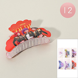 12PCS - Huntrix Anime Character Printed Rectangular Hair Claw Clips