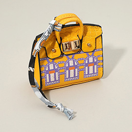 House Printed Faux Leather Elegant and Stylish Mini Purse Bag Charm
