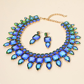 Multi Stone Cluster Evening Necklace