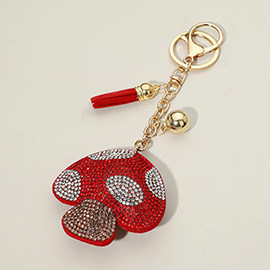 Bling Studded Mushroom Tassel Keychain Bag Charm