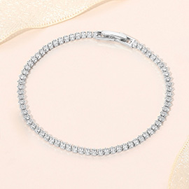 White Gold Dipped Delicate Tennis Chain Bracelet
