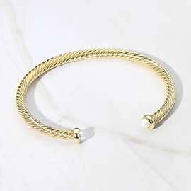 Stone Tip Twisted Cable Cuff Bracelet