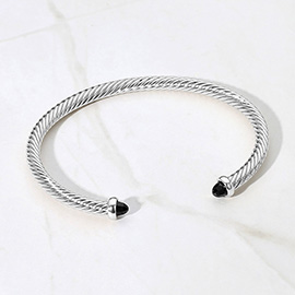 Stone Tip Twisted Cable Cuff Bracelet