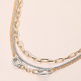2PCS - Metal Link Paperclip Chain Layered Necklace