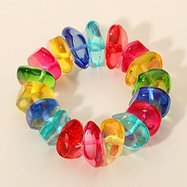 Bold Geometric Resin Pebble Beaded Statement Bracelet