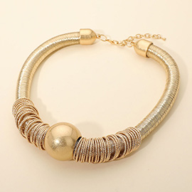 Modern Metallic Coil Statement Necklace