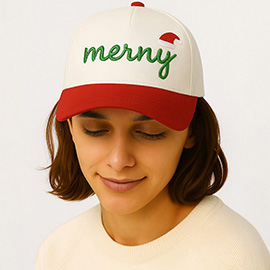 Merry Message Embroidered Five Panel Canvas Snapback Baseball Cap