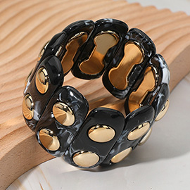 Chunky Wide Marbled Resin Dome Stretch Bracelet