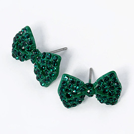 Crystal Rhinestone Bow Stud Earrings