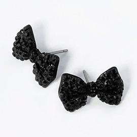 Crystal Rhinestone Bow Stud Earrings
