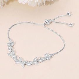 Marquise CZ Stone Cluster Accent Adjustable Evening Bracelet