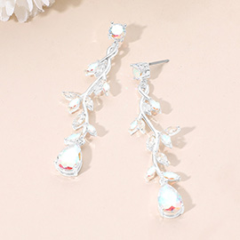 CZ Marquise Teardrop Vine Earrings