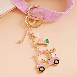 Golf Cart Club Keychain Bag Charm