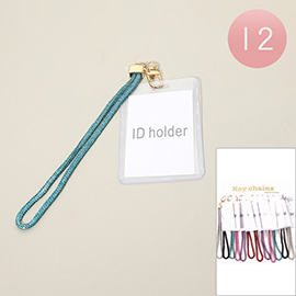 12PCS - Sparkling Lanyard ID Holder Keychains