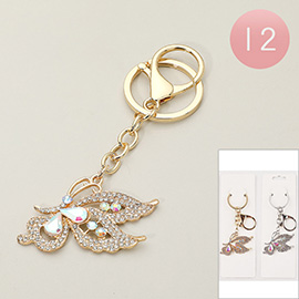 12PCS - Sparkling Stone Paved Butterfly Keychains