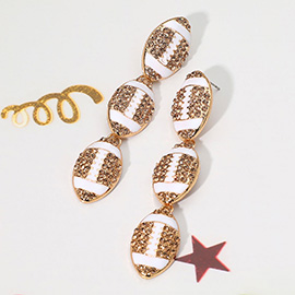 Rhinestone Studded Triple Football Link Drop Earrings