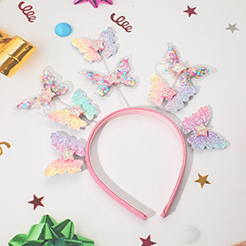Star Accent Glitter Floating Butterfly Embellished Headband