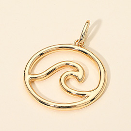 Metal Wave Circle Pendant Charm