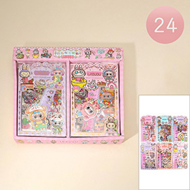 24 SET OF 7 - Monster Bunny Character Sticker Stationery Gift Set