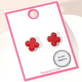 Silver Dipped Quatrefoil Stud Earrings