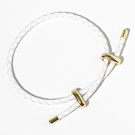 Faux Leather Braided Gold Dipped Tip Adjustable Bracelet
