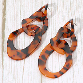 Abstract Patterned Resin Ring Link Drop Earrings