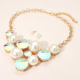 Pearl Gemstone Embellished Accente Statement Necklace