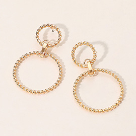 Twisted Metal Wire Double Hoop Link Drop Earrings