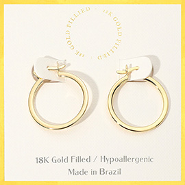 18K Gold Filled Hypoallergenic Pin Catch Hoop Earrings