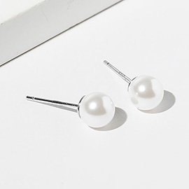 White Gold Dipped Swarovski Pearl Stud Earrings
