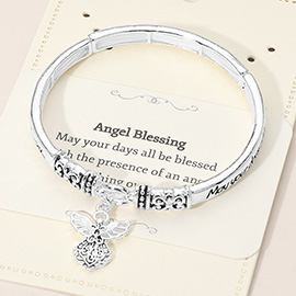Angel Blessing Inspirational Religious Message Angel Charm Stretch Bangle Bracelet