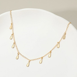 18K Gold Filled Teardrop Charm Station Necklace