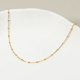 18K Gold Filled Beaded Station Chain Necklace