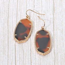 Hexagon Resin Frame Dangle Earrings