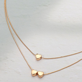 Petite Heart Charm Beaded Double Layered Necklace