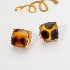 Animal Print Faceted Cushion Stud Earrings