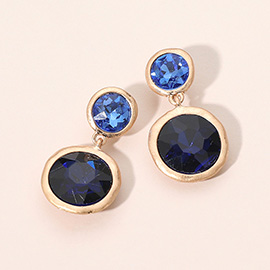 Dual Round Stone Drop Earrings