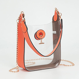 Transparent Faux Leather Chain Shoulder Mini Crossbody Bag