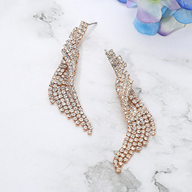 CZ Stone Tassel Drop Evening Earrings