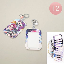 12PCS - KPop Demon Hunters Huntrix Animated Character Printed Keychain ID Holders