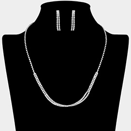 Layered Rhinestone Dual Strand Necklace