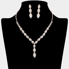 Marquise CZ Cluster Embellished Y Shape Necklace