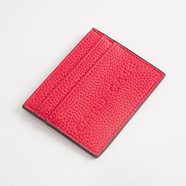 Textured Faux Leather Card Case Wallet