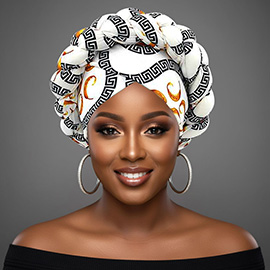 Bold Abstract Pattern Printed Turban Hair Wrap