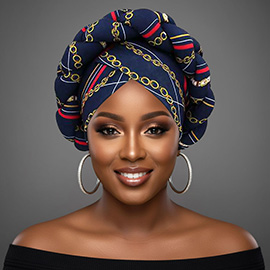 Bold Abstract Pattern Printed Turban Hair Wrap