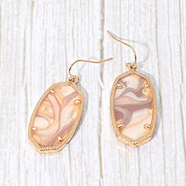 Hexagon Resin Frame Dangle Earrings