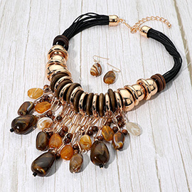 Bold Cascading Resin Beads Embellished Statement Necklace