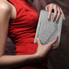 Elegant Baguette Round Stone Bling Studded Envelope Evening Clutch Crossbody Bag